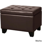 Pouf de rangement rectangulaire en cuir reconstitué