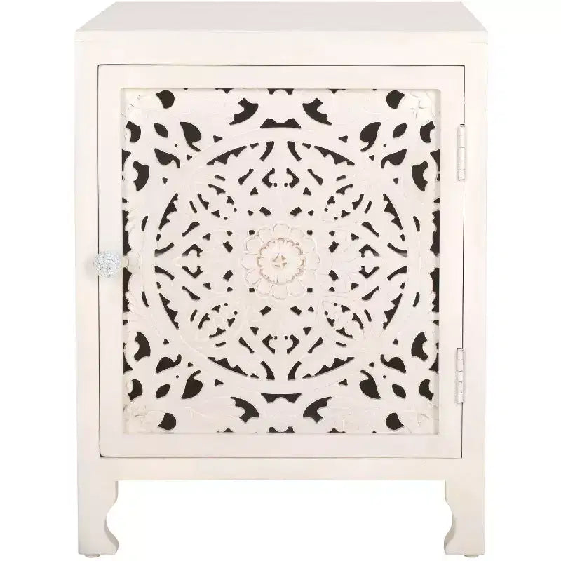 Reimu 2 Shelf 1 Door Nightstand - NST5306 - White Washed - Safavieh