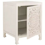 Table de Chevet Reimu 2 Étages 1 Porte - NST5306 - Blanc Délavé - Safavieh