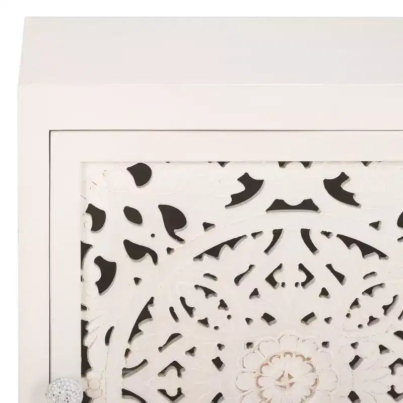 Table de Chevet Reimu 2 Étages 1 Porte - NST5306 - Blanc Délavé - Safavieh