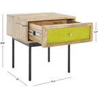 Table de chevet 1 tiroir Bahiti - NST9008 - Naturel/Noir - Safavieh