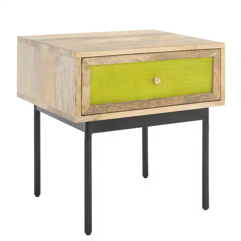 Table de chevet 1 tiroir Bahiti - NST9008 - Naturel/Noir - Safavieh