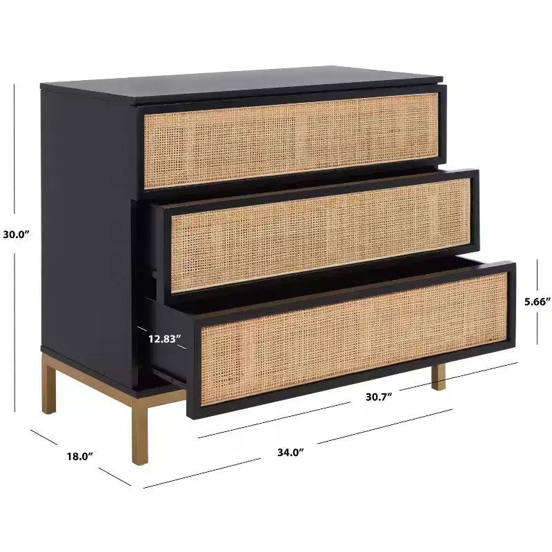 Commode 3 tiroirs en rotin Zadie - CHS5004 - Safavieh