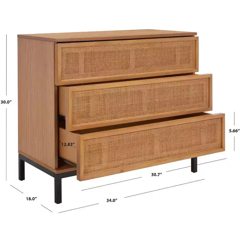 Commode 3 tiroirs en rotin Zadie - CHS5004 - Safavieh