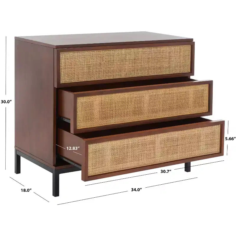 Commode 3 tiroirs en rotin Zadie - CHS5004 - Safavieh