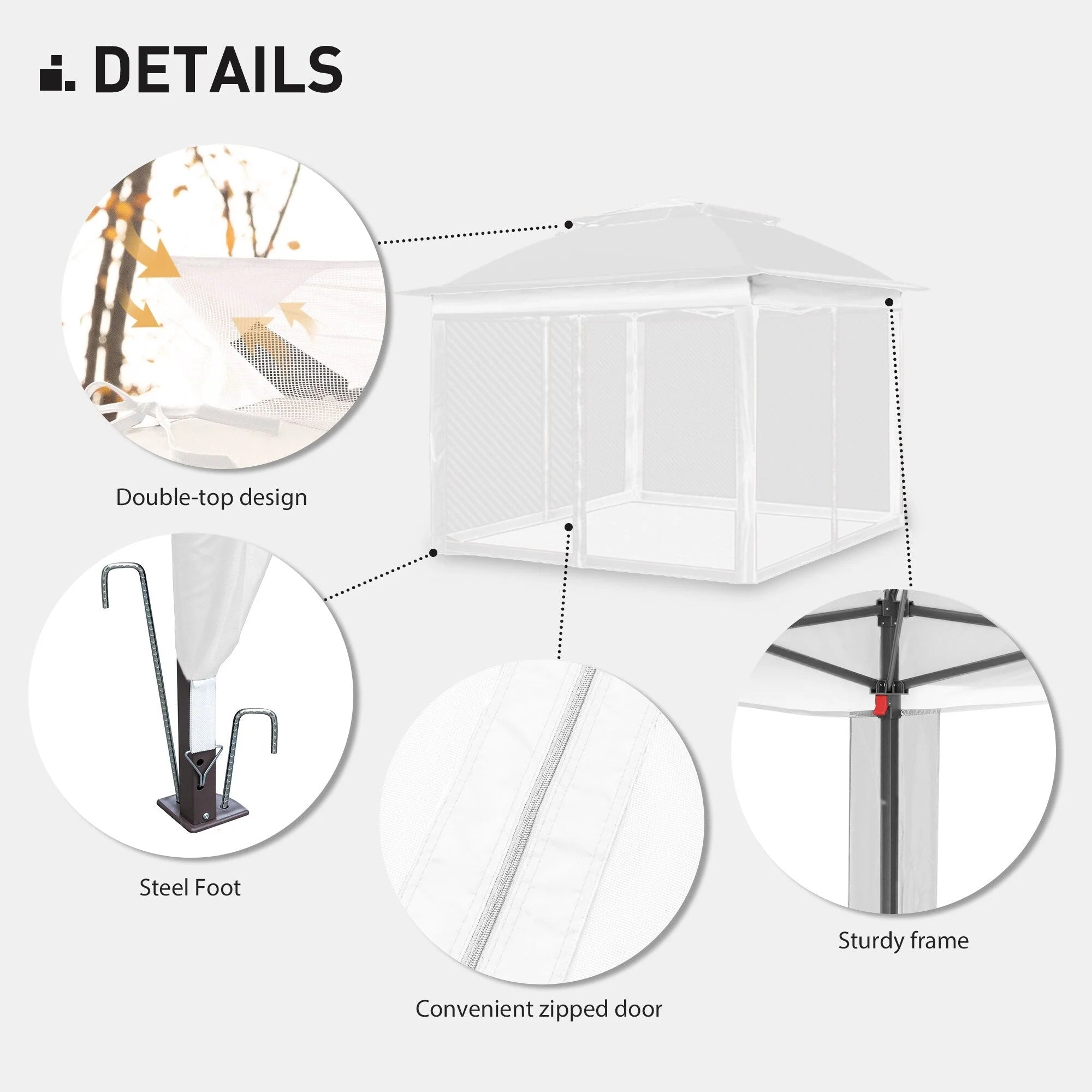 Tonnelle escamotable en acier Cozywor de 3,35 m x 3,35 m avec moustiquaire