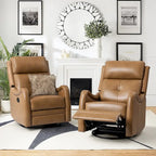 Fauteuil inclinable, pivotant et à bascule en cuir véritable FrancoModern avec garnitures cloutées (Lot de 2) par HULALA HOME