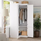 Famapy Armoire combinée blanche Armoire de rangement de vêtements moderne