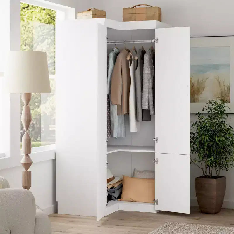 Famapy Armoire combinée blanche Armoire de rangement de vêtements moderne