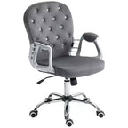 Chaise de bureau Vinsetto Vanity à dossier mi-haut, dossier capitonné, roues pivotantes, chaise de travail réglable en hauteur, confortable avec accoudoirs