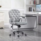 Chaise de bureau Vinsetto Vanity à dossier mi-haut, dossier capitonné, roues pivotantes, chaise de travail réglable en hauteur, confortable avec accoudoirs