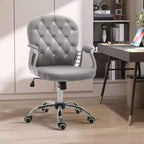 Chaise de bureau Vinsetto Vanity à dossier mi-haut, dossier capitonné, roues pivotantes, chaise de travail réglable en hauteur, confortable avec accoudoirs