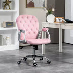 Chaise de bureau Vinsetto Vanity à dossier mi-haut, dossier capitonné, roues pivotantes, chaise de travail réglable en hauteur, confortable avec accoudoirs