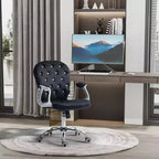 Chaise de bureau Vinsetto Vanity à dossier mi-haut, dossier capitonné, roues pivotantes, chaise de travail réglable en hauteur, confortable avec accoudoirs