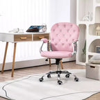 Chaise de bureau Vinsetto Vanity à dossier mi-haut, dossier capitonné, roues pivotantes, chaise de travail réglable en hauteur, confortable avec accoudoirs
