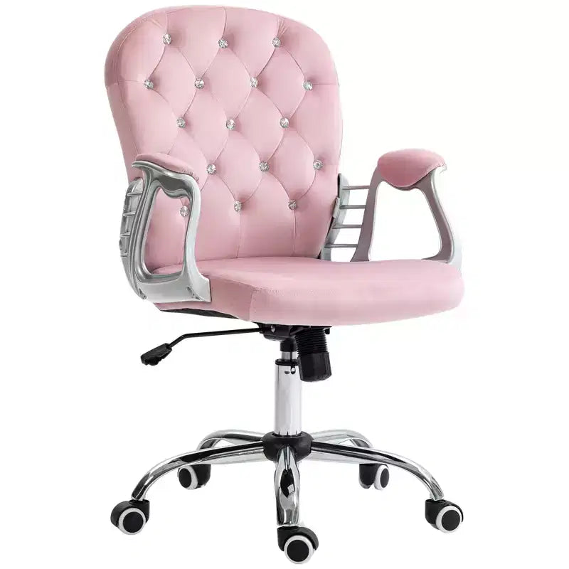 Chaise de bureau Vinsetto Vanity à dossier mi-haut, dossier capitonné, roues pivotantes, chaise de travail réglable en hauteur, confortable avec accoudoirs