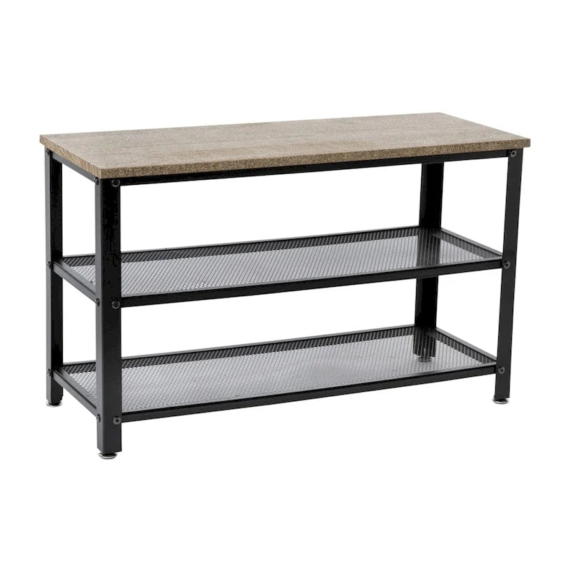 Banc d'entrée à 3 niveaux avec étagères à chaussures en maille métallique