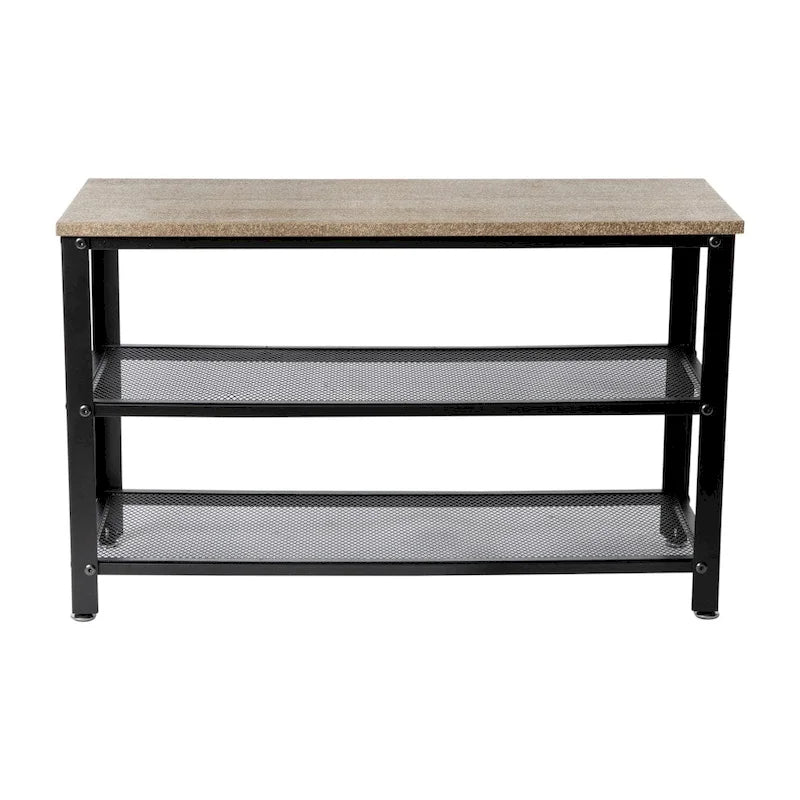 Banc d'entrée à 3 niveaux avec étagères à chaussures en maille métallique