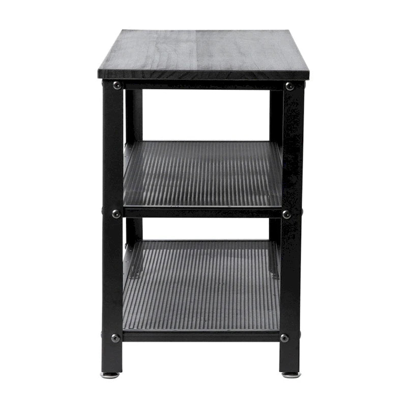 Banc d'entrée à 3 niveaux avec étagères à chaussures en maille métallique