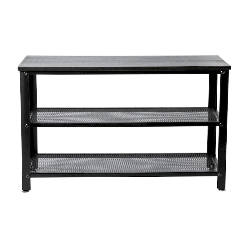 Banc d'entrée à 3 niveaux avec étagères à chaussures en maille métallique