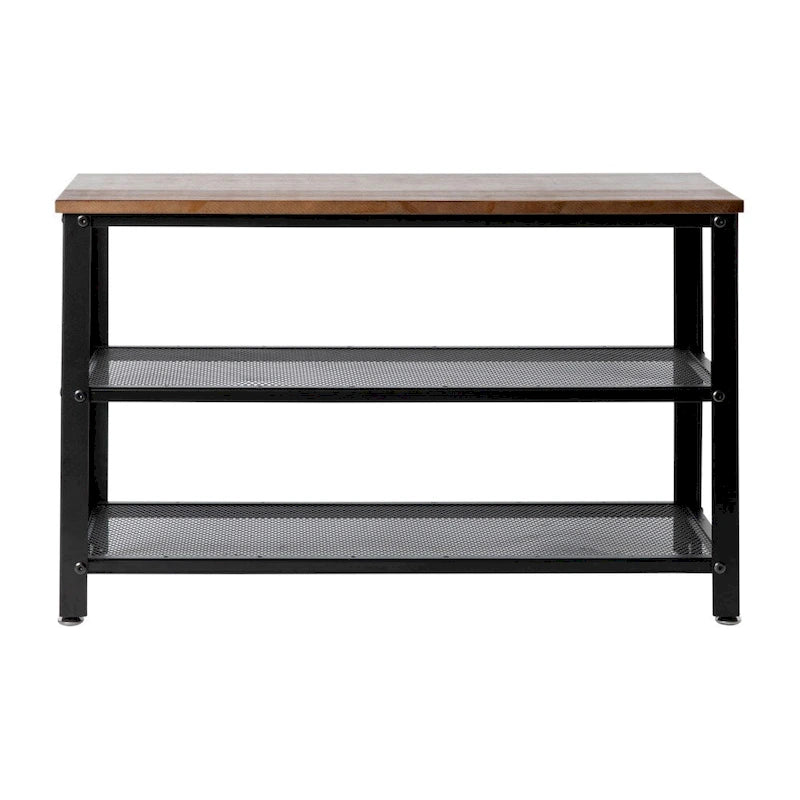 Banc d'entrée à 3 niveaux avec étagères à chaussures en maille métallique