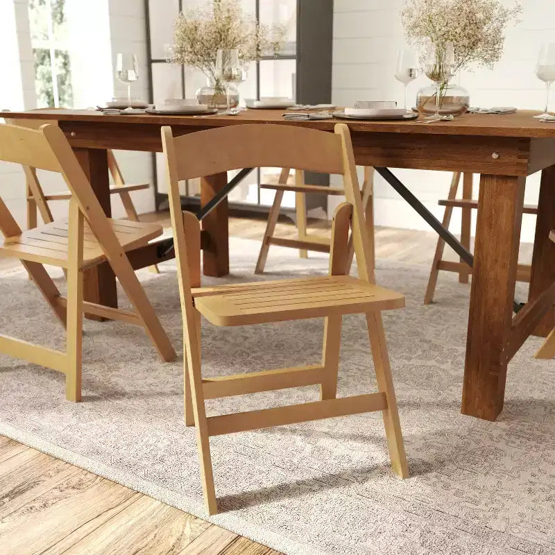 Merrick Lane Lot de 4 chaises de salle à manger en bois massif avec design pliable et finition élégante