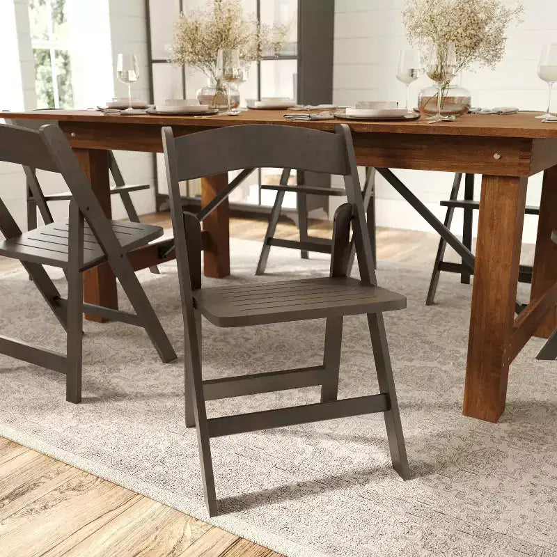 Merrick Lane Lot de 4 chaises de salle à manger en bois massif avec design pliable et finition élégante