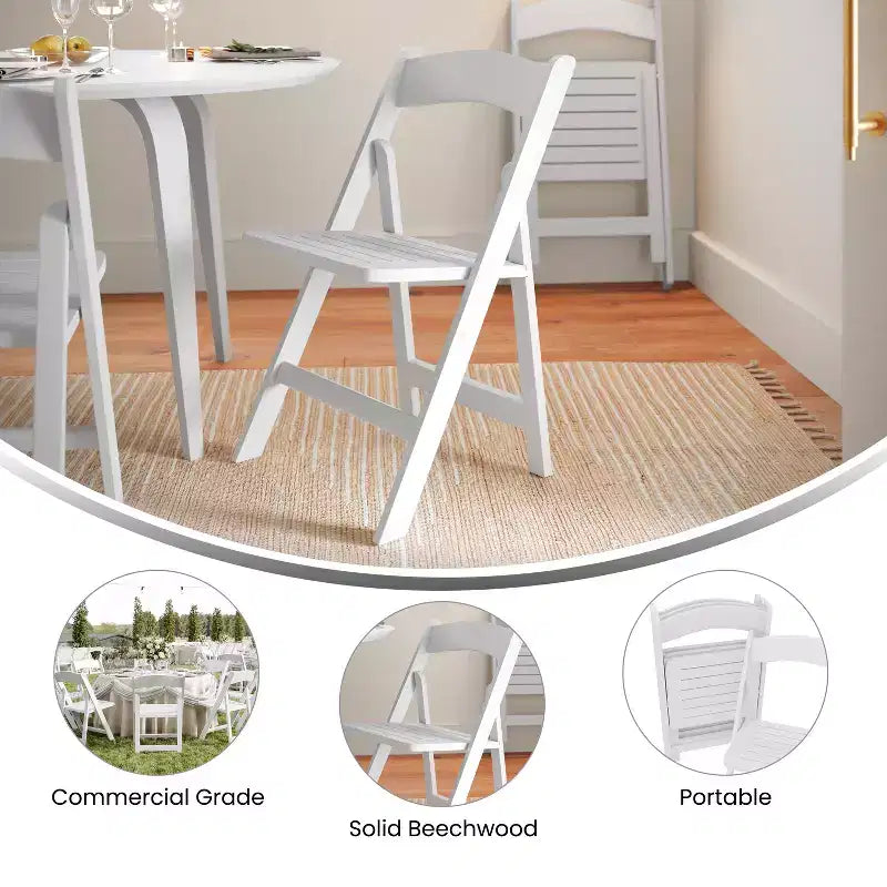 Merrick Lane Lot de 4 chaises de salle à manger en bois massif avec design pliable et finition élégante