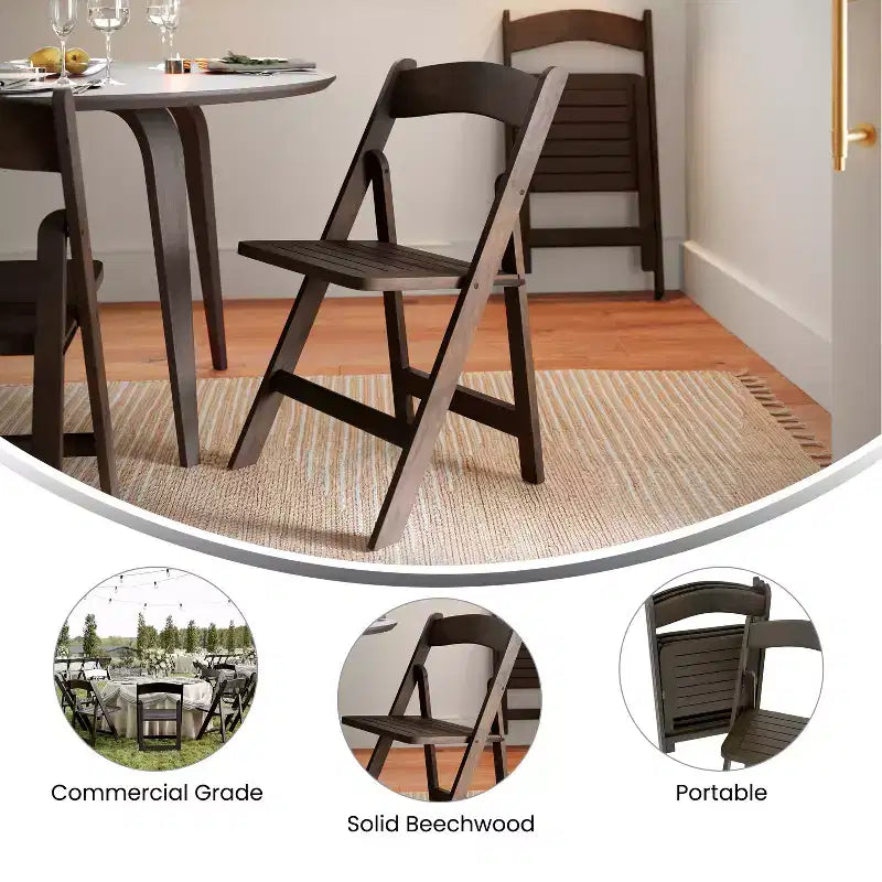 Merrick Lane Lot de 4 chaises de salle à manger en bois massif avec design pliable et finition élégante
