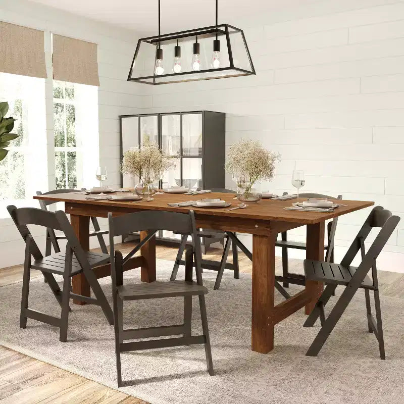 Merrick Lane Lot de 4 chaises de salle à manger en bois massif avec design pliable et finition élégante