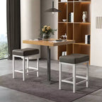 Costway Lot de 4 tabourets de bar 62 cm avec cadre en bois d'hévéa massif, repose-pieds ergonomique, cuisine, blanc/gris