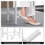 Costway Lot de 4 tabourets de bar 62 cm avec cadre en bois d'hévéa massif, repose-pieds ergonomique, cuisine, blanc/gris