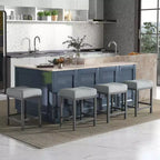 Costway Lot de 4 tabourets de bar 62 cm avec cadre en bois d'hévéa massif, repose-pieds ergonomique, cuisine, blanc/gris