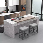 Costway Lot de 4 tabourets de bar 62 cm avec cadre en bois d'hévéa massif, repose-pieds ergonomique, cuisine, blanc/gris