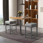 Costway Lot de 4 tabourets de bar 62 cm avec cadre en bois d'hévéa massif, repose-pieds ergonomique, cuisine, blanc/gris