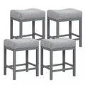 Costway 24.5 Bar Stool Set of 4 with Solid Rubber Wood Frame Humanized Footrest Kitchen White/Gray