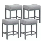 Costway 24.5 Bar Stool Set of 4 with Solid Rubber Wood Frame Humanized Footrest Kitchen White/Gray