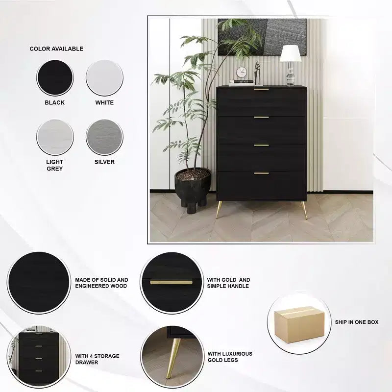 ChaletPosh Commode 4 Tiroirs
