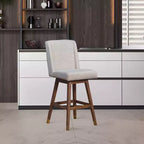 Tabouret de bar pivotant à hauteur de comptoir Stancoste Armen Living en bois et tissu