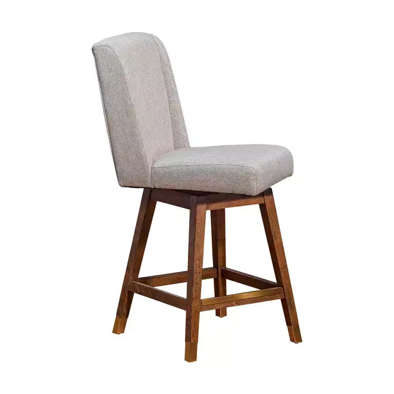 Tabouret de bar pivotant à hauteur de comptoir Stancoste Armen Living en bois et tissu