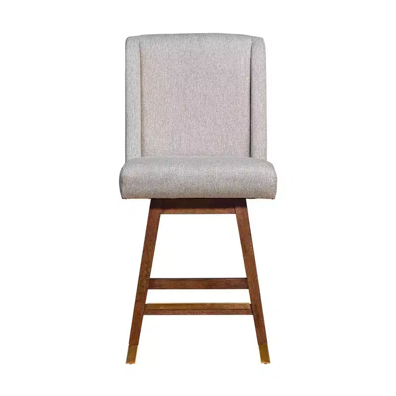Tabouret de bar pivotant à hauteur de comptoir Stancoste Armen Living en bois et tissu