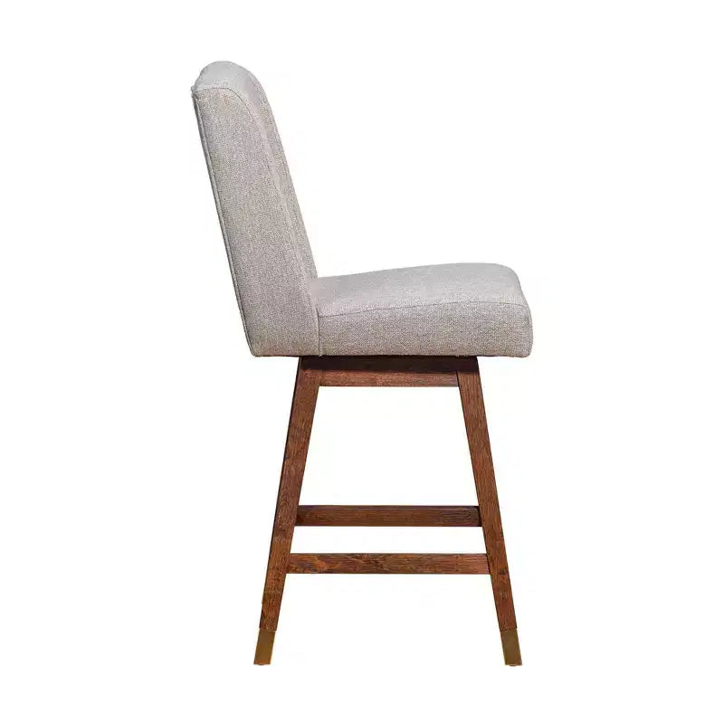 Tabouret de bar pivotant à hauteur de comptoir Stancoste Armen Living en bois et tissu