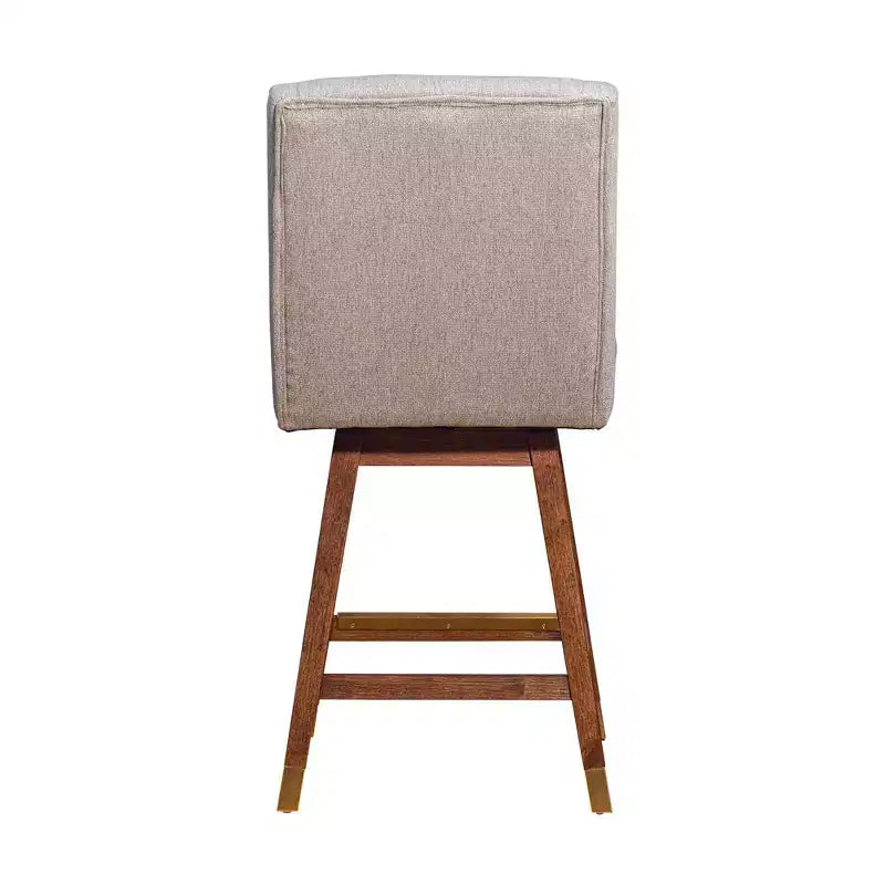 Tabouret de bar pivotant à hauteur de comptoir Stancoste Armen Living en bois et tissu