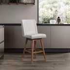 Tabouret de bar pivotant à hauteur de comptoir Stancoste Armen Living en bois et tissu