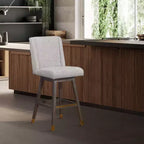 Tabouret de bar pivotant à hauteur de comptoir Stancoste Armen Living en bois et tissu