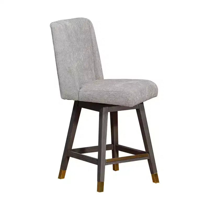 Tabouret de bar pivotant à hauteur de comptoir Stancoste Armen Living en bois et tissu