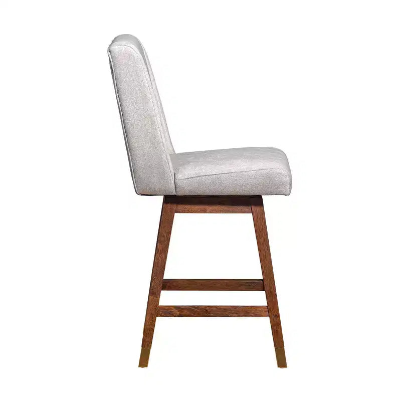 Tabouret de bar pivotant à hauteur de comptoir Stancoste Armen Living en bois et tissu