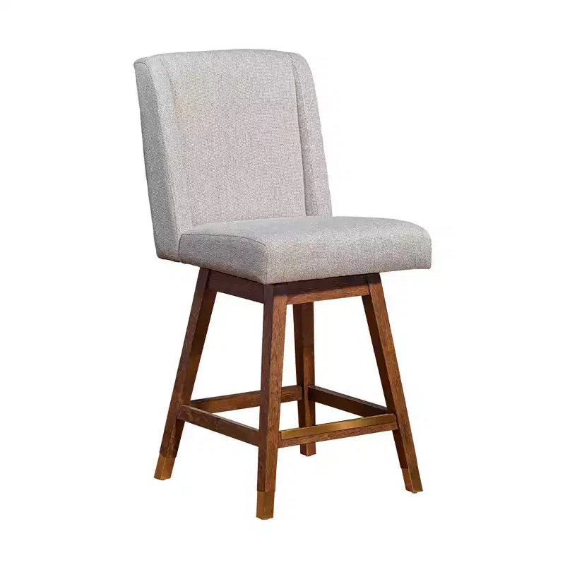 Tabouret de bar pivotant à hauteur de comptoir Stancoste Armen Living en bois et tissu