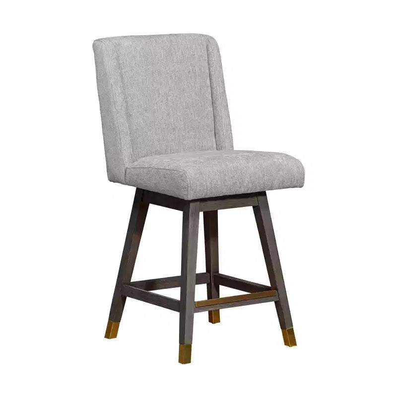Tabouret de bar pivotant à hauteur de comptoir Stancoste Armen Living en bois et tissu