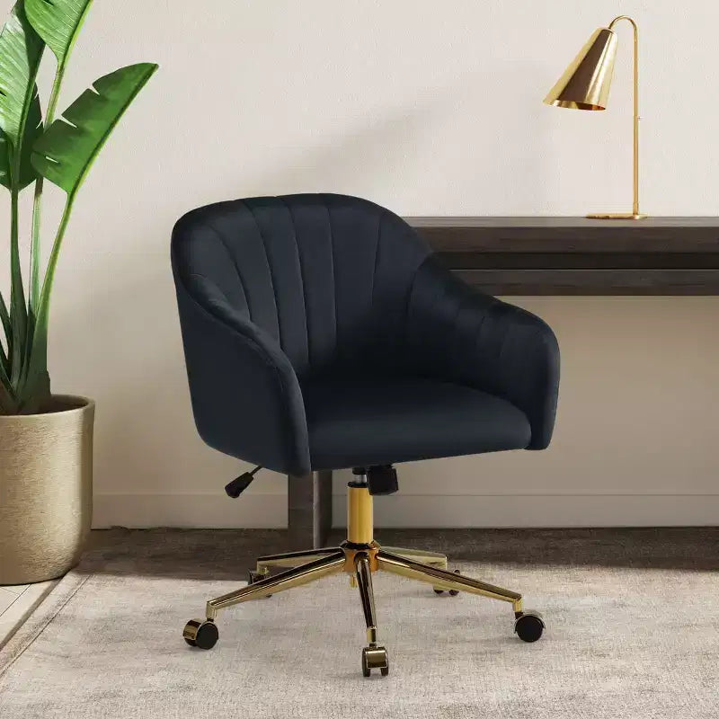 WestinTrends Phoebe Chaise de bureau pivotante en velours avec roulettes, noir